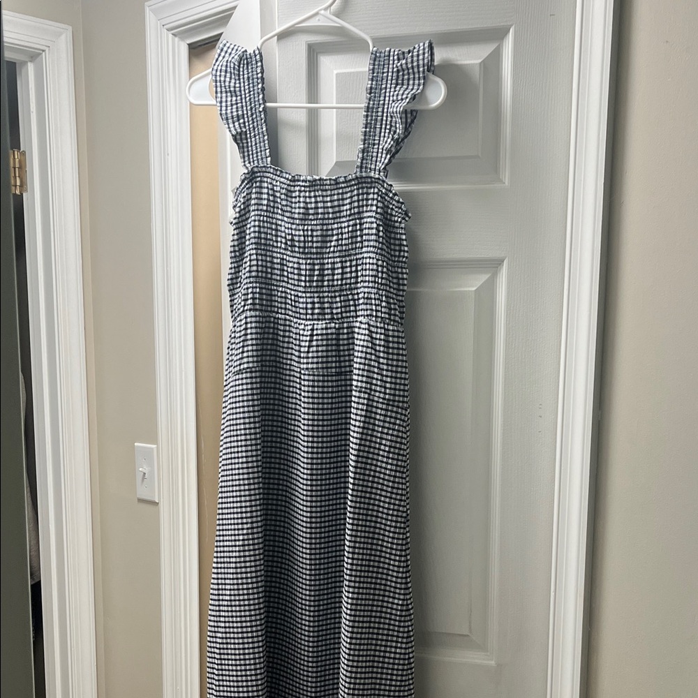 Old Navy Gingham Midi Dress with Ruffle Straps